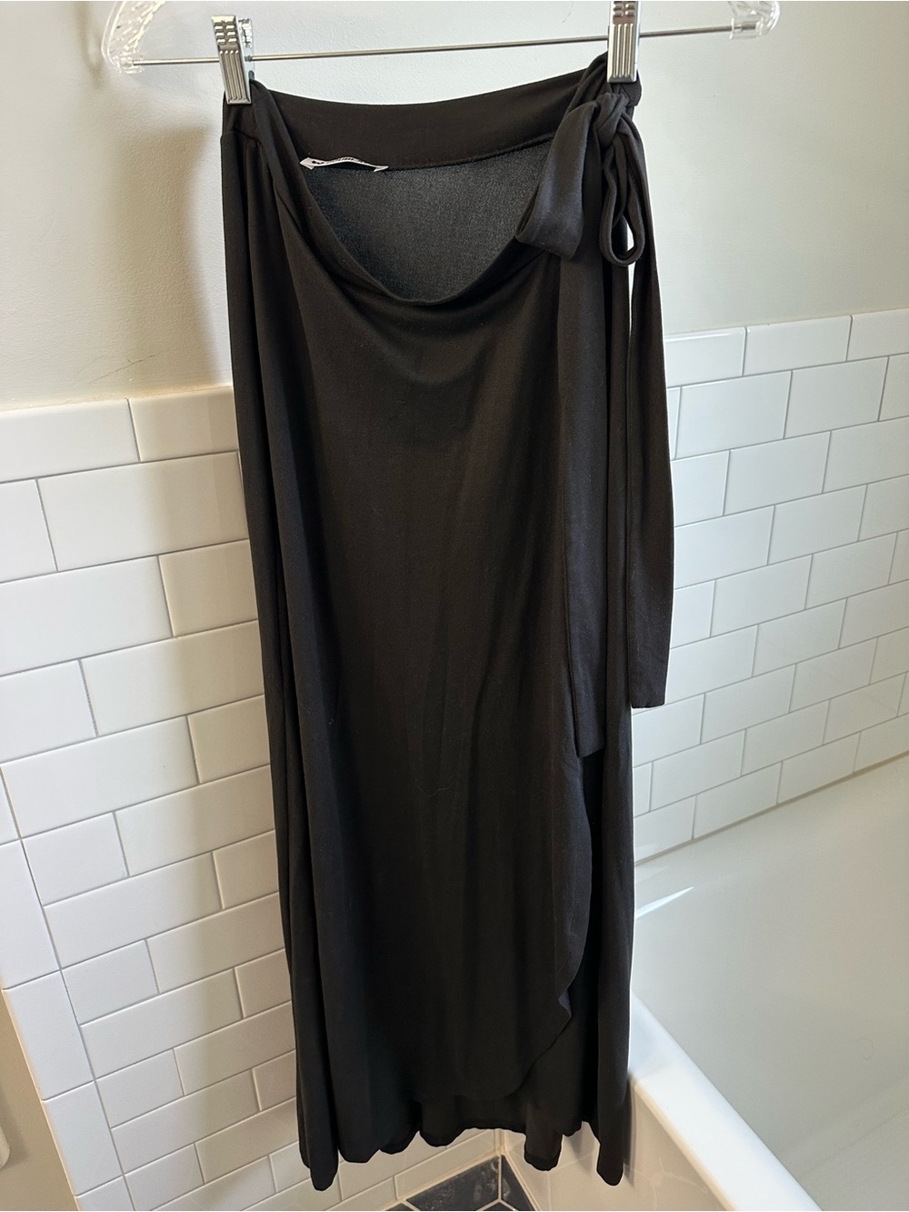 Doublju Black Wrap Maxi Dress with Side Tie Detail